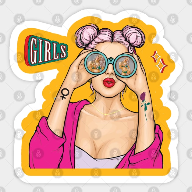 Girls Girls Girls Sticker by By Diane Maclaine